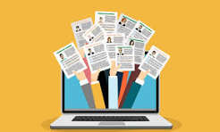 Resumes coming together on a laptop